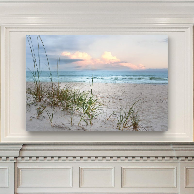 Renditions Gallery Home Wall Art Pictures Sunset View at Calm White Sandy Beach Canvas Hanging Prints for Living Room Office Walls - 24"X36" LT08 - Image 4